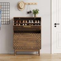 Minimalist Oak Double Drawer Bedside Table with Metal Handles, Modern Bedside Storage Cabinet for Bedroom, 50L x 40W x 58H cm, Oak Aosom UK