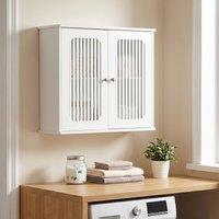 Slanted Laundry Cabinet with 2 Removable Inner Baskets, Freestanding Storage Unit for Bathroom and Laundry, 69.5L x 35W x 70.5H cm, Oak Aosom UK