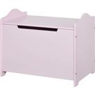 HOMCOM Children's Wooden Toy Box, Playroom Storage Chest with Safety Hinge, 60 x 40 x 48 cm, Pink