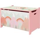 ZONEKIZ Toy Chest, Kids Storage Box with Safety Hinge, Cute Animal Theme, Durable and Spacious, Pink