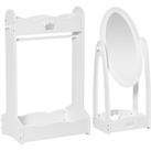 HOMCOM Children's Dressing Area Set with 360 Rotatable Mirror, Clothes Hanging Rail, and Storage She