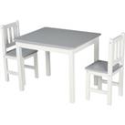 HOMCOM Kids Table and 2 Chairs Set 3 Pieces Toddler Multi-usage Desk for Indoor Arts & Crafts Study Rest Snack Time Easy Assembly Grey