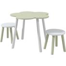 ZONEKIZ Children's 3 Piece Table and Chair Set, Flower Design, Ideal for Bedroom, Nursery, Playroom,