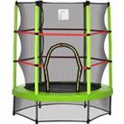 HOMCOM 5.2FT/63 Inch Kids Trampoline with Enclosure Net Steel Frame Indoor Round Bouncer Rebounder Age 3 to 6 Years Old Green