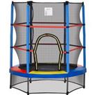 HOMCOM 5.2FT/63 Inch Kids Trampoline with Enclosure Net Steel Frame Indoor Round Bouncer Rebounder Age 3 to 6 Years Old Multi-color