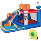 Kids Bouncy Castle Slide Trampoline Pool Water Gun Climbing Wall w/ Inflator