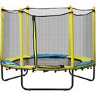 HOMCOM 4.6FT / 55 Inch Kids Trampoline with Enclosure Safety Net Pads Indoor Trampolines for Child 3-10 Years Old, Yellow