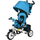 HOMCOM 4 in 1 Kids Trike Push Bike w/ Push Handle, Canopy, 5-point Safety Belt, Storage, Footrest, Brake, for 1-5 Years, Blue