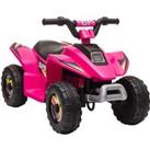 HOMCOM 6V Kids Electric Ride on Car ATV Toy Quad Bike Four Big Wheels w/ Forward Reverse Functions Toddlers for 18-36 Months Old Pink