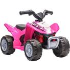 AIYAPLAY Honda Licensed Kids Quad Bike, 6V Electric Ride on Car ATV Toy with LED Light Horn for 1.5-3 Years, Pink
