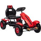 HOMCOM Go Kart for Kids, Pedal Powered Ride On, Adjustable Seat, Pneumatic Tyres, Handbrake, for 5-12 Years, Red