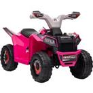 HOMCOM 6V Electric Quad Bike for Toddlers, Wear-Resistant Wheels, Forward and Backward Function, Pink