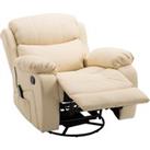 HOMCOM PU Leather Reclining Chair with 8 Massage Points and Heat, Manual Recliner with Swivel Base, 