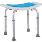 HOMCOM 6-Level Height Adjustable Aluminium Bath Room Stool Chair Shower Non-Slip Design w/ Padded Se