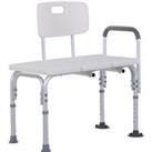 HOMCOM Height Adjustable Shower Chair, Non Slip Bath Transfer Bench for Elderly, Disabled with Armrest and Backrest, 300 lbs Capacity, White