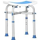 HOMCOM Adjustable Shower Chair, Padded Stool for Elderly & Disabled, Non-slip & Handle, Blue