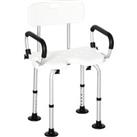 HOMCOM Shower Chair for the Elderly and Disabled, Height Adjustable Shower Stool with Back and Flipp