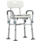 HOMCOM Adjustable Aluminium Bath Chair with Backrest and Armrests, Detachable Padded Seat, Non-Slip 