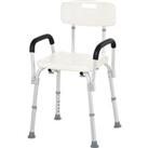 HOMCOM Portable Shower Chair, Adjustable Medical Stool, with Back and Armrest for Enhanced Mobility,