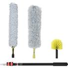 HOMCOM Extendable Feather Duster with Telescopic Pole 1.8m/5.9ft, Microfiber Duster Cleaning Kit with Bendable Head for Cleaning High Ceiling Fans