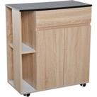 HOMCOM Kitchen Storage Trolley Cart Cupboard Rolling Island Shelves Cabinet With Door and Drawer Loc