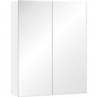 HOMCOM Wall Mounted Mirror Cabinet, Wooden Bathroom Storage with Adjustable Shelf, Double Door, 60Wx