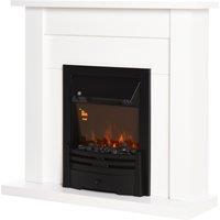 HOMCOM Electric Firplace Suites & Mantelpiece w/LED Flames Remote Marble Stone Modern Curved Sur
