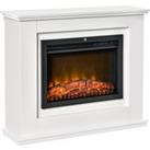 HOMCOM Electric Fireplace Suite with Remote Control, 1kW/2kW Freestanding Fireplace Heater with Flam