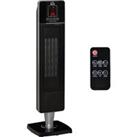 HOMCOM Ceramic Tower Heater Oscillating Space Heater w/ Remote Control 8hrs Timer Tip-Over Overheat Protection 1000W/2000W-Black