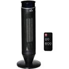 HOMCOM Ceramic Tower Indoor Space Heater Electric Floor Heater w/ 2 Heat and Fan 1000W/2000W, Oscillation, Remote Control, Timer for Bathroom Office
