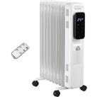 HOMCOM 2180W Oil Filled Radiator, 9 Fin, Portable Electric Heater with LED Display, 24H Timer, 3 Heat Settings, Adjustable Thermostat, Remote Control