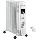HOMCOM 2720W Digital Oil Filled Radiator, 11 Fin, Portable Electric Heater with LED Display, 3 Heat Settings, Safety Cut-Off and Remote Control, White