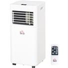 HOMCOM 7000 BTU 4-In-1 Compact Portable Mobile Air Conditioner Unit Cooling Dehumidifying Ventilating w/ Fan Remote LED 24 Hr Timer Auto Shut Down