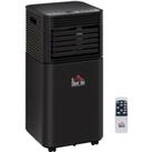 HOMCOM 9000 BTU 4-In-1 Compact Portable Mobile Air Conditioner Unit Cooling Dehumidifying Ventilating w/ Fan Remote LED 24hTimer Auto Shut-Down Black