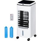 HOMCOM 3-in-1 Evaporative Air Cooler with 4L Water Tank, Portable Fan Cooler with Automatic Oscillation, Timer, Remote, White