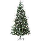HOMCOM 6ft Artificial Snow-Flocked Pine Tree Holiday Home Christmas Decoration with Red Berries, Aut