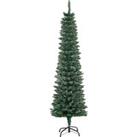 HOMCOM 5.5FT Artificial Snow Dipped Christmas Tree Xmas Pencil Tree Holiday Home Indoor Decoration with Foldable Black Stand, Green