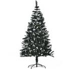 HOMCOM 6FT Artificial Snow Dipped Christmas Tree Xmas Pencil Tree Holiday Home Indoor Decoration with Foldable Feet White Berries Dark Green