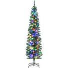 HOMCOM 6' Artificial Prelit Christmas Trees Holiday Dcor with Colourful LED Lights, Pencil Shape, Steel Base