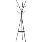 HOMCOM Free Standing Coat Rack Metal, 180cm with 9 Hooks, 1 Shelf for Clothes, Hats, Bags, Umbrella 