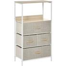 HOMCOM Modern Chest of Drawers with 4 Fabric Bins, Storage Unit for Bedroom or Living Room, White