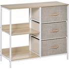 HOMCOM Storage Dresser with 3 Fabric Drawers & 2 Display Shelves, Chest of Drawers for Living Ro