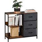 HOMCOM Storage Dresser: 3 Fabric Drawers & 2 Display Shelves in Black for Living Room & Bedr