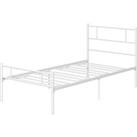 HOMCOM Metal Single Bed Frame with Headboard, Footboard, Metal Slat Support, 31cm Underbed Storage S