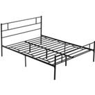 HOMCOM King Size Metal Bed Frame, Solid Bedstead with Headboard, Footboard, Metal Slat Support, Underbed Storage, Bedroom Furniture