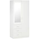 HOMCOM Mirror Wardrobe with 2 Doors, Adjustable Shelf, 3 Drawers, Home Storage, 80W x 50D x 180H cm,