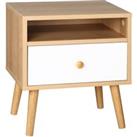 HOMCOM Nightstand, Bedside Table with Drawer and Shelf, Modern End Table, Living Room, Bedroom Furniture, Natural