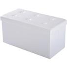 HOMCOM Ottoman Bench Seat, Folding Faux Leather Storage Cube, Rectangular Footrest Stool Box, Cream White