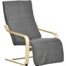 HOMCOM Wooden Lounging Chair Deck Relaxing Recliner Lounge Seat with Adjustable Footrest & Remov