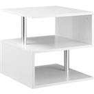 HOMCOM Coffee End Table S shape 2 Tier Storage Shelves Organizer Versatile Home office furniture (White)